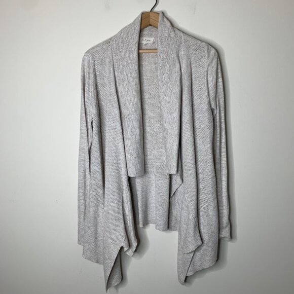 Lou and Grey Knit Cardigan Sweater Draped Open front Oatmeal Grey Beige Large - Picture 4 of 12